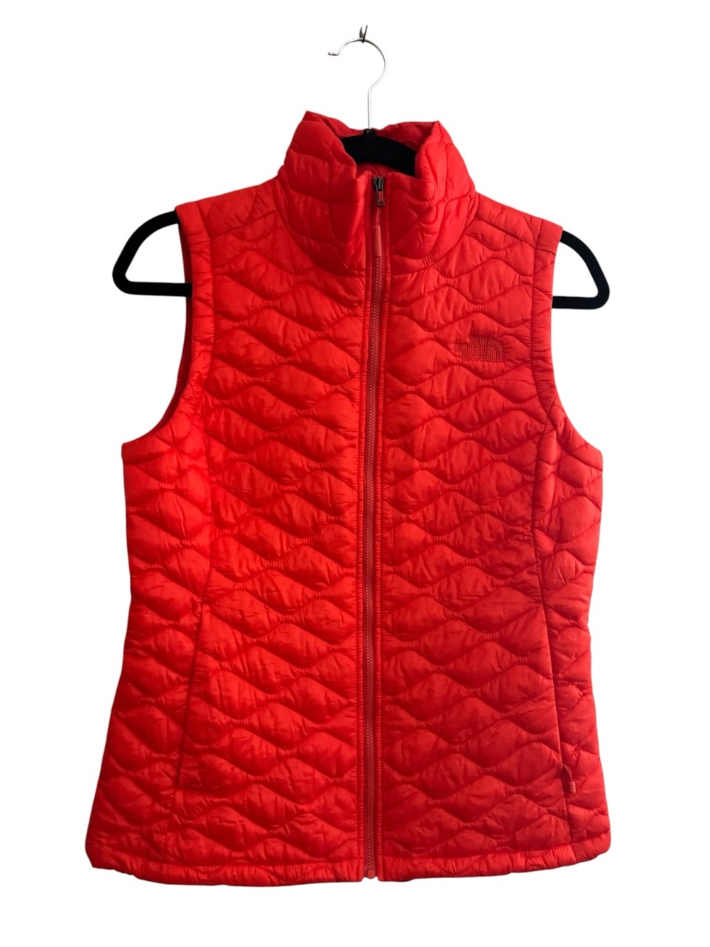 The North Face Thermoball Vest Womens Small Orange Quilted pockets